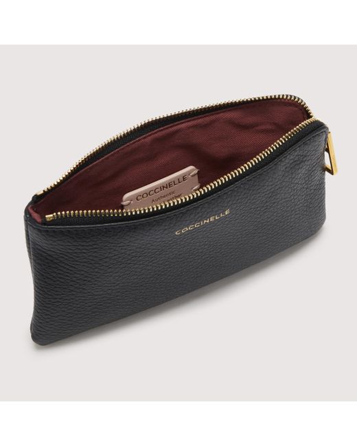 Coccinelle Black Grained Leather Pouch Alias Small