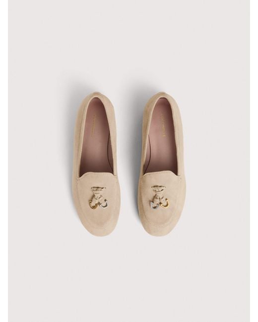 Coccinelle Natural Smooth Leather Loafers Loop Suede