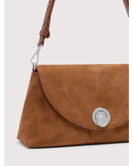 Coccinelle White Schultertasche Aus Wildleder Nikla Suede Bimaterial Medium