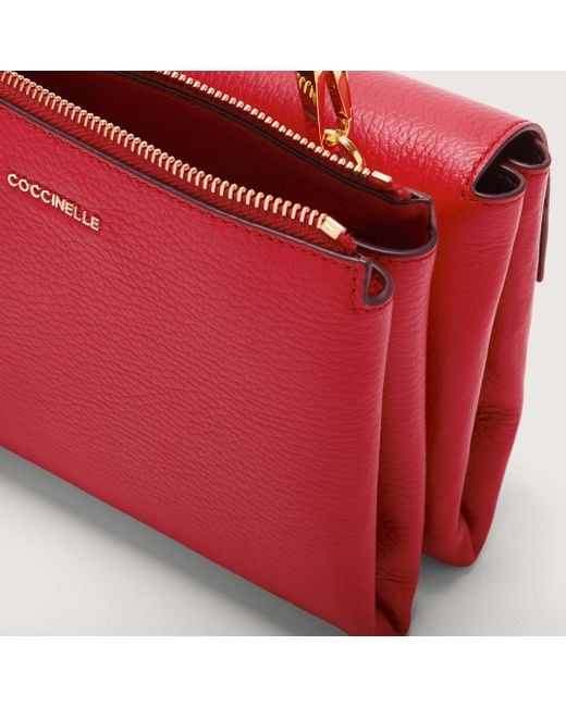 Coccinelle Red Grained Leather Handbag Arlettis Small