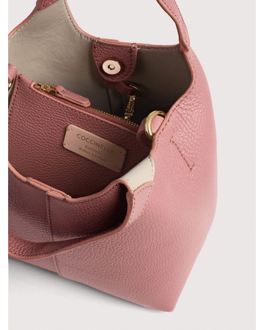 Coccinelle Pink Grained Leather Handbag C-Easy Small