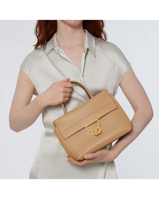 Coccinelle Natural Grained Leather Handbag Arlettis Medium