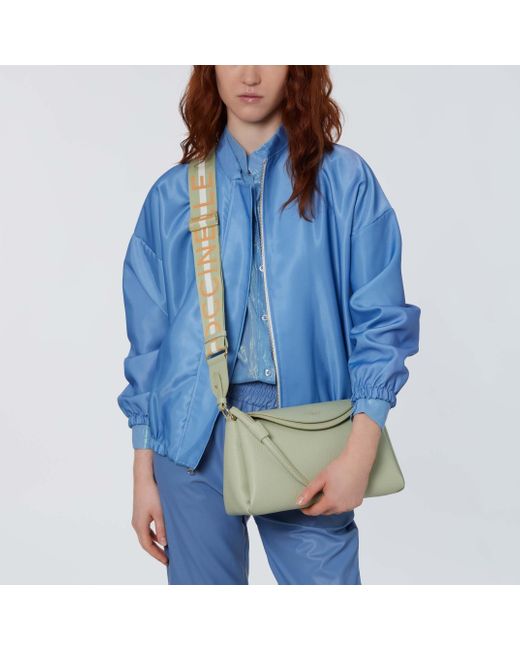 Coccinelle Gray Grained Leather Shoulder Bag Eclyps Medium