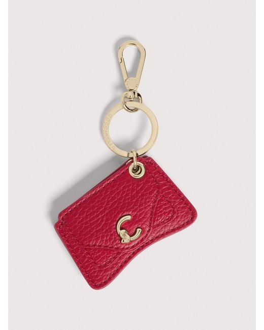 Coccinelle Pink Grained Leather Key Ring C-Me
