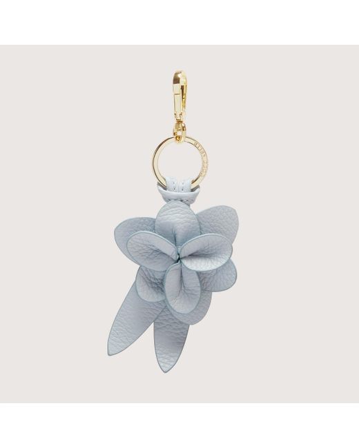 Coccinelle Blue Schlüsselanhänger aus Leder und Metall Flowers