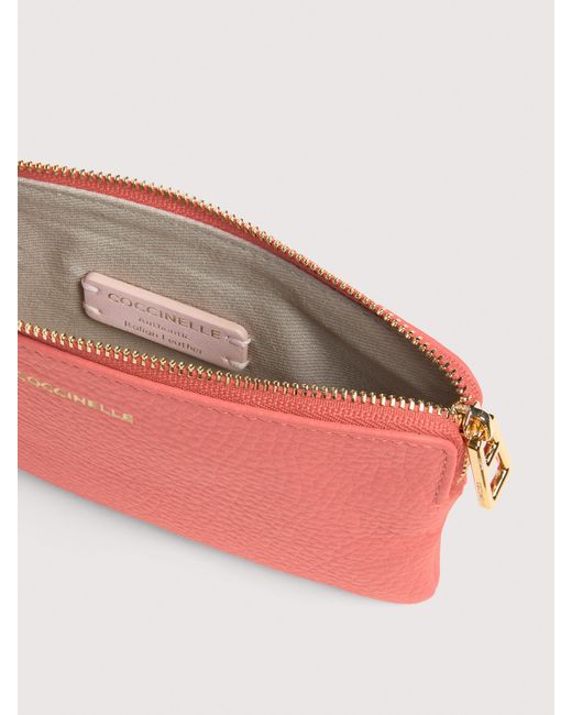 Coccinelle Pink Pochette Aus Genarbtem Leder Alias Small