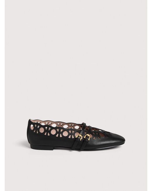 Coccinelle Black Smooth Leather Ballet Flats Risako