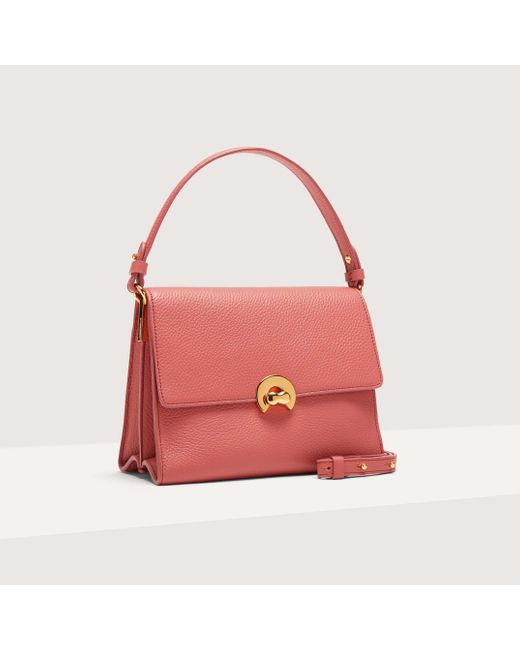 Coccinelle Red Grained Leather Handbag Binxie Medium