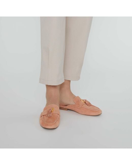 Coccinelle Orange Suede Open Loafers Beat Suede