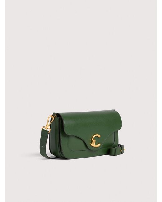 Coccinelle Green Smooth Calf Leather Shoulder Bag C-Me Medium