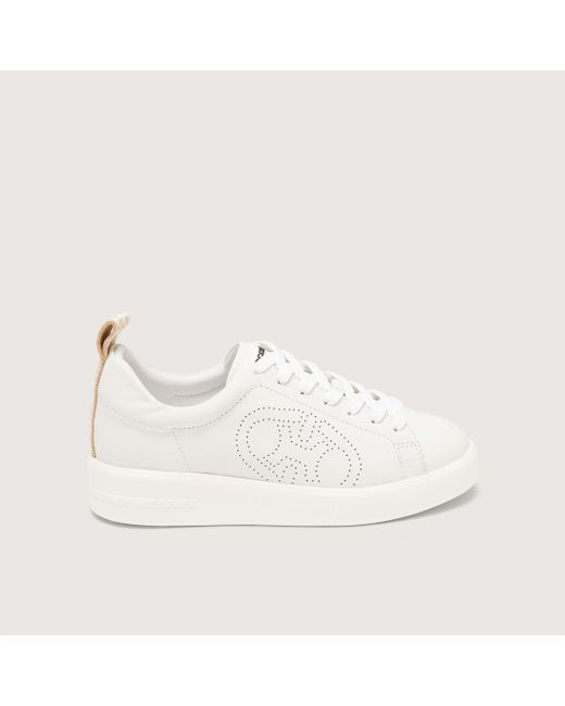 Coccinelle White Smooth Leather Sneakers Monogram Perforee Sneakers