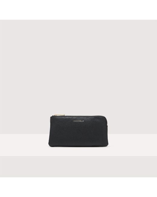 Coccinelle Black Grained Leather Pouch Alias Small