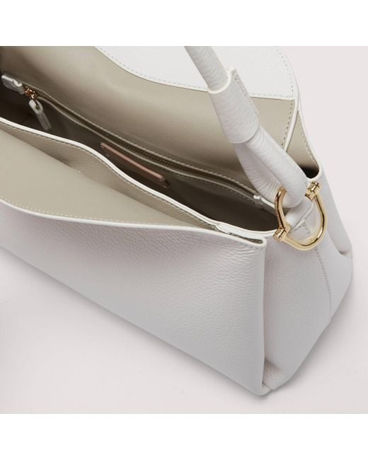 Coccinelle White Grained Leather Shoulder Bag Eclyps Medium
