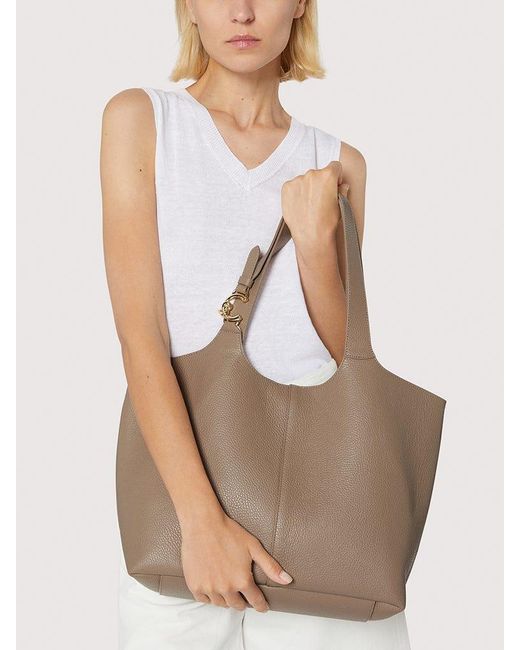 Coccinelle Blue Grained Leather Tote Bag C-Easy Large