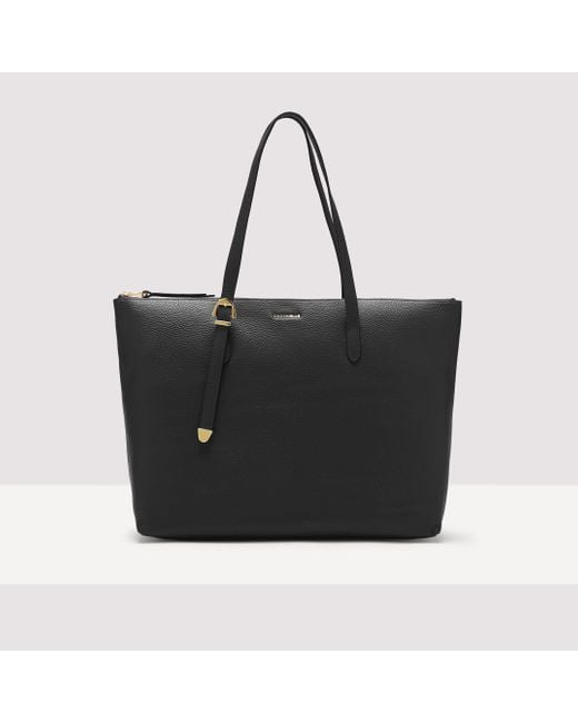 Coccinelle Black Grained Leather Tote Bag Gleen Large