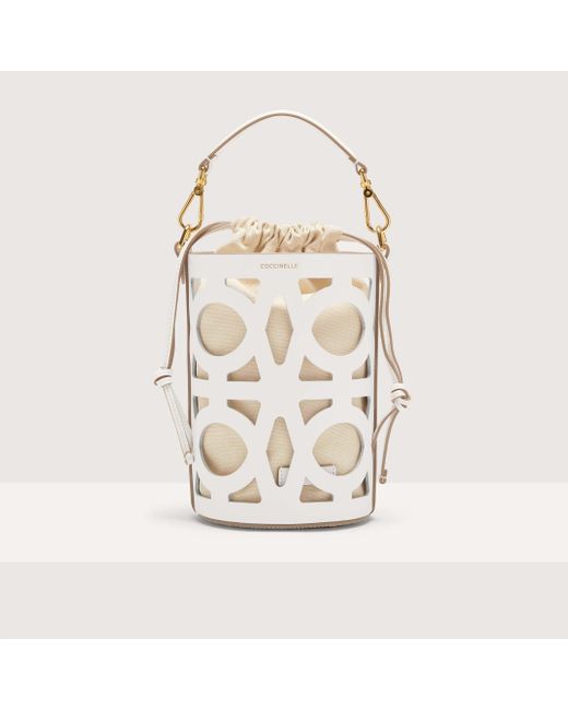 Coccinelle Natural Bucket Bag With Monogram Slice Finishing Monogram Slice Small