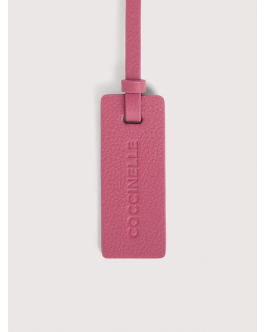 Coccinelle Pink Smooth Leather Tag Targhetta Personalizzabile