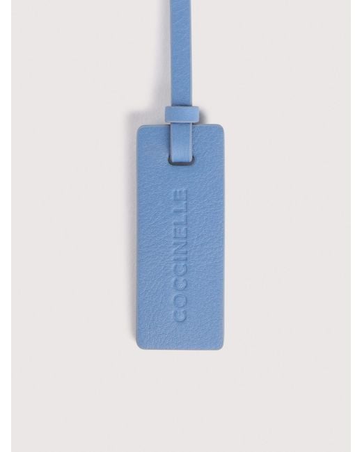 Coccinelle Blue Smooth Leather Tag Targhetta Personalizzabile