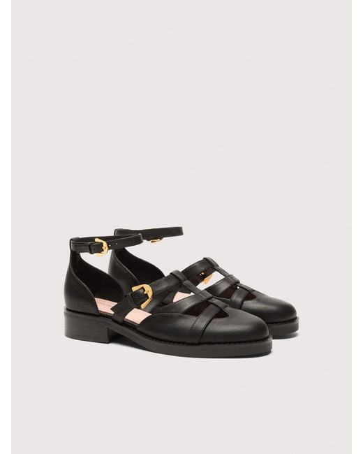 Coccinelle Black Cowhide-Effect Smooth Leather Sandals Sam