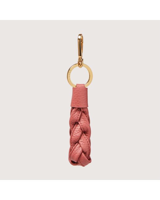 Coccinelle Red Leather And Metal Key Ring Boheme
