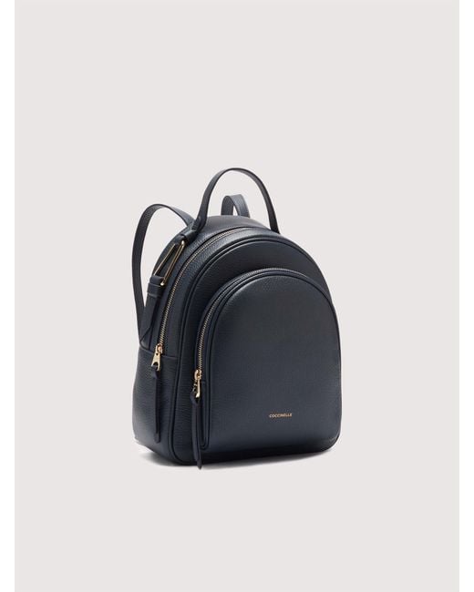 Coccinelle Blue Rucksack Aus Genarbtem Leder Malory Medium