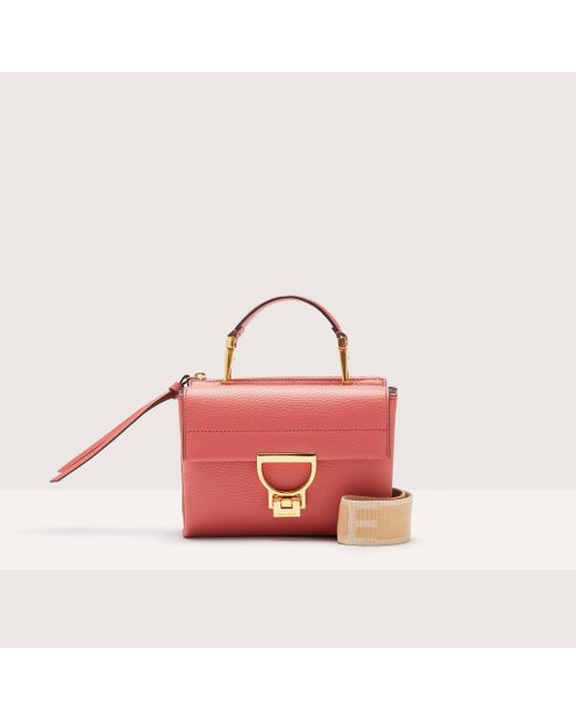 Coccinelle Grained Leather Handbag Arlettis Signature Small in Pink | Lyst