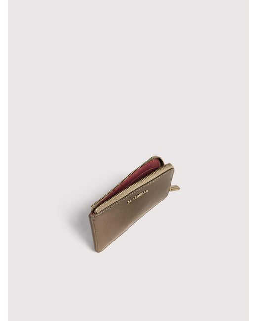 Coccinelle Natural Grained Leather Card Holder Metallic
