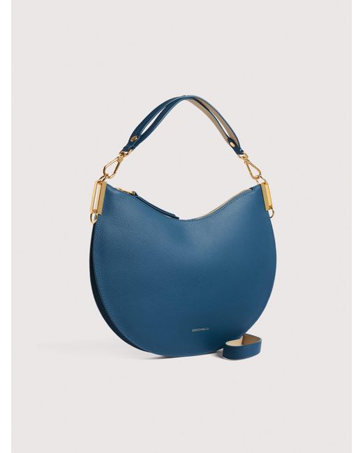 Coccinelle Blue Two-Sided Leather Shoulder Bag Sunup Medium