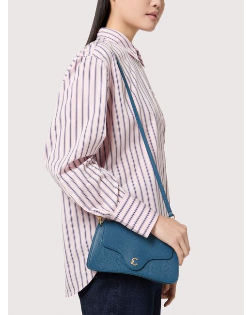 Coccinelle Blue Grained Leather Minibag C-Me Mini