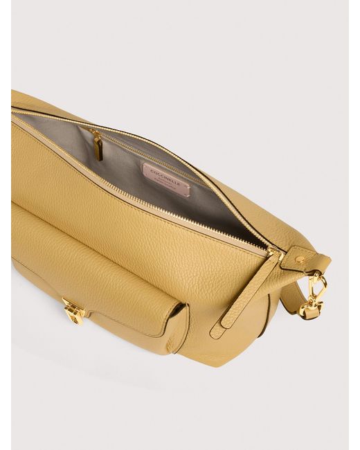 Coccinelle Natural Grained Leather Crossbody Bag Beat Generation Medium