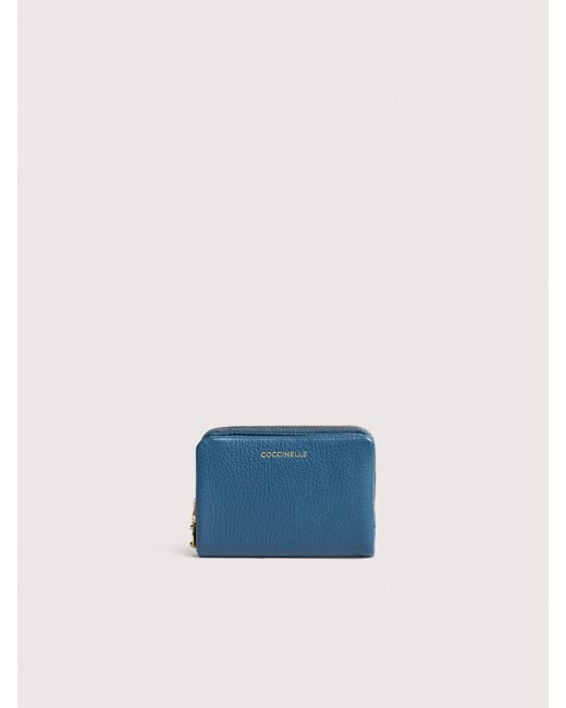 Coccinelle Blue Small Grained Leather Wallet C-Me Medium