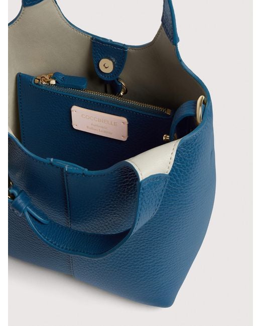Coccinelle Blue Grained Leather Handbag C-Easy Small
