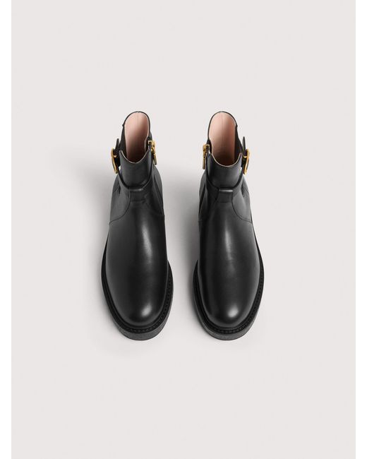 Coccinelle Black Vintage-Effect Leather Ankle Boots C-Saddle