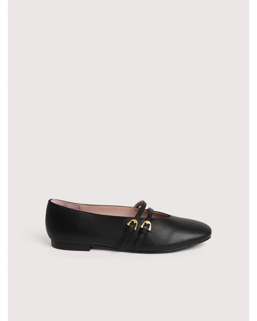 Coccinelle Black Smooth Leather Ballet Flats Risako