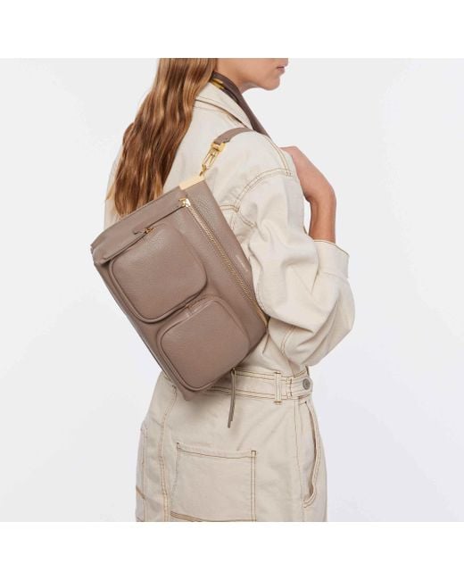 Coccinelle Gray Grained Leather Handbag Hyle Medium