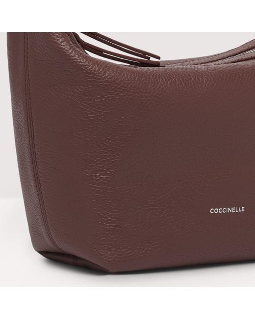 Coccinelle Brown Grained Leather Shoulder Bag Mintha Mini