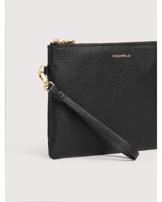 Coccinelle Black Grained Leather Pouch C-Me Softy Medium
