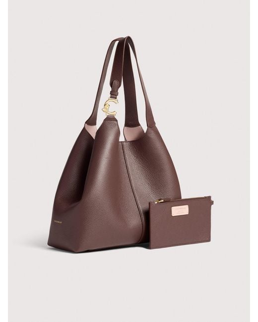 Coccinelle Brown Grained Leather Tote Bag C-Easy Large