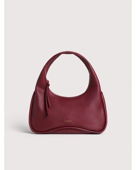Coccinelle Red Schultertasche Aus Genarbtem Leder Sven Large