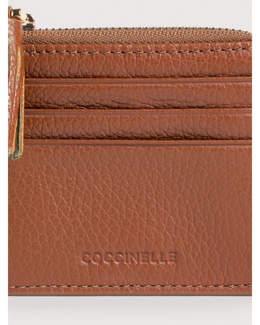 Coccinelle Multicolor Grainy Leather Card Holder Tassel Small
