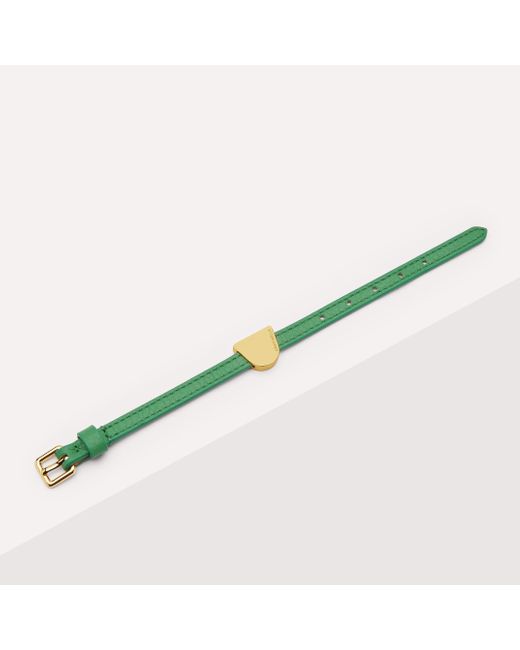Coccinelle Green Armband aus genarbtem Leder und Metall Peggy