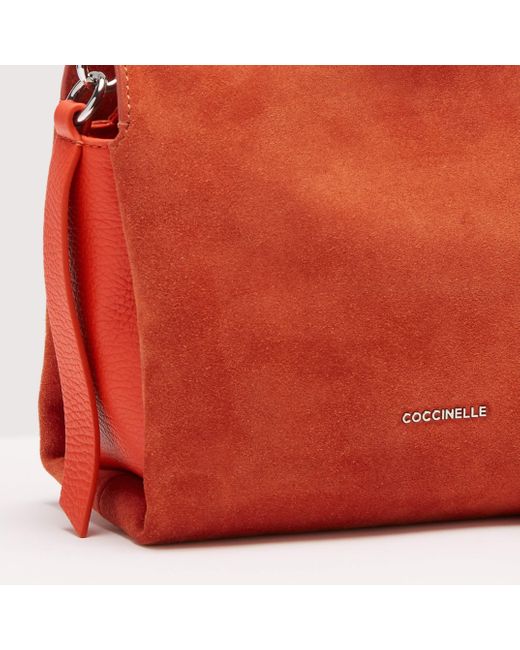 Coccinelle Suede And Grained Leather Handbag Boheme Suede Bimaterial Small  in Red | Lyst