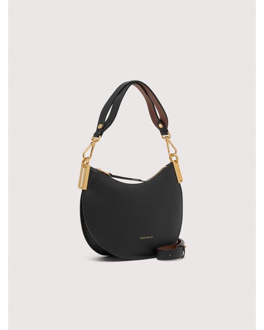 Coccinelle Black Two-Sided Leather Shoulder Bag Sunup Small