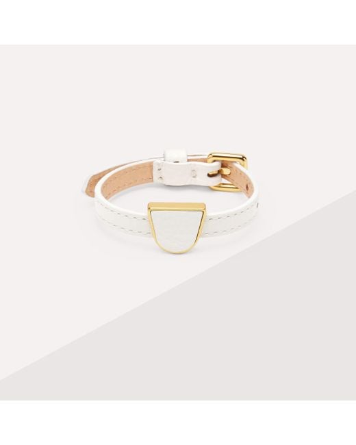 Coccinelle Metallic Grained Leather And Metal Bracelet Peggy