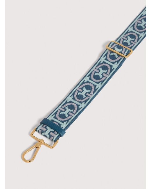 Coccinelle Blue Jacquard Fabric Shoulder Strap Monogram
