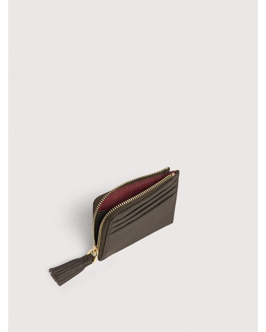 Coccinelle Natural Grainy Leather Card Holder Tassel Small