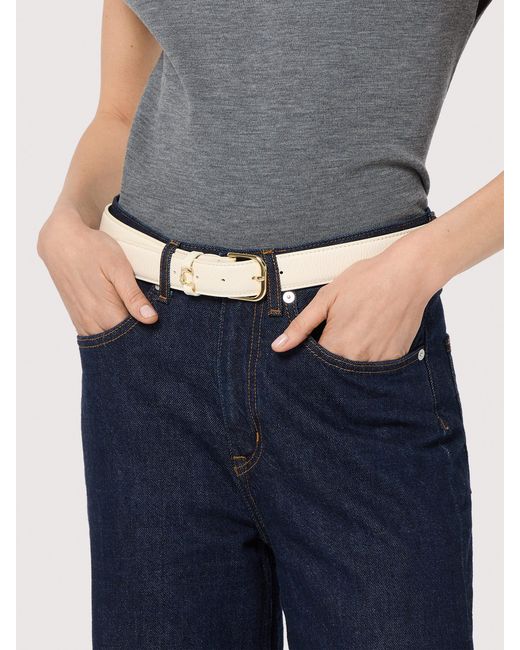 Coccinelle Natural Grained Leather Belt Metal Loop