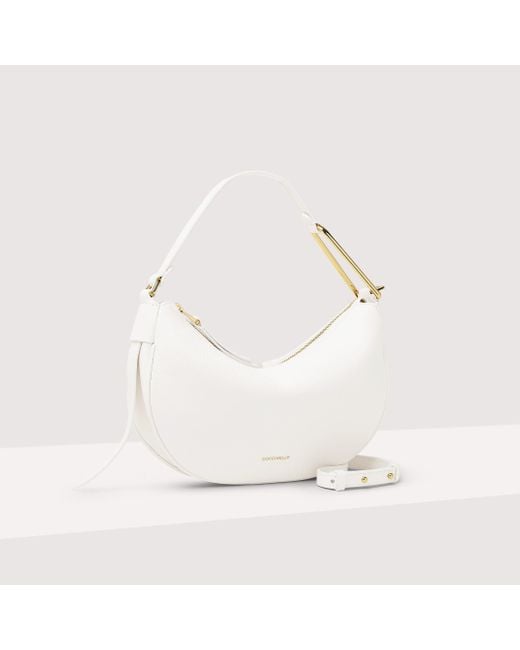 Coccinelle White Grained Leather Shoulder Bag Priscilla Small