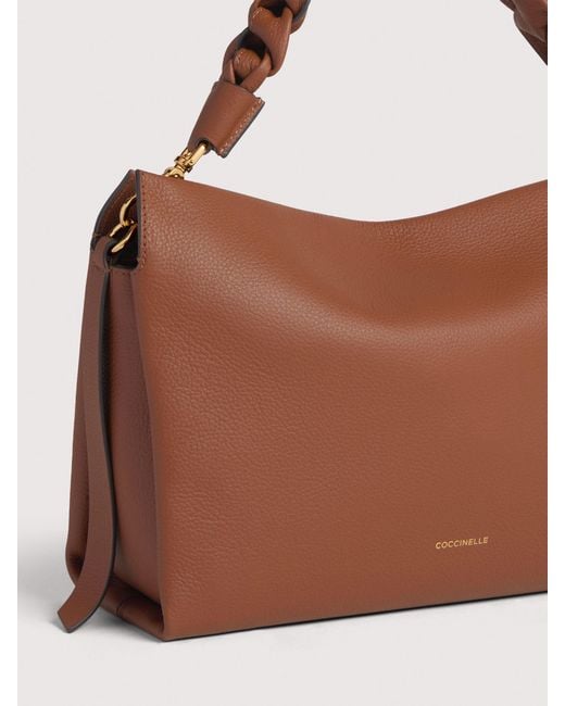 Coccinelle Brown Two-Sided Leather Shoulder Bag Boheme Medium