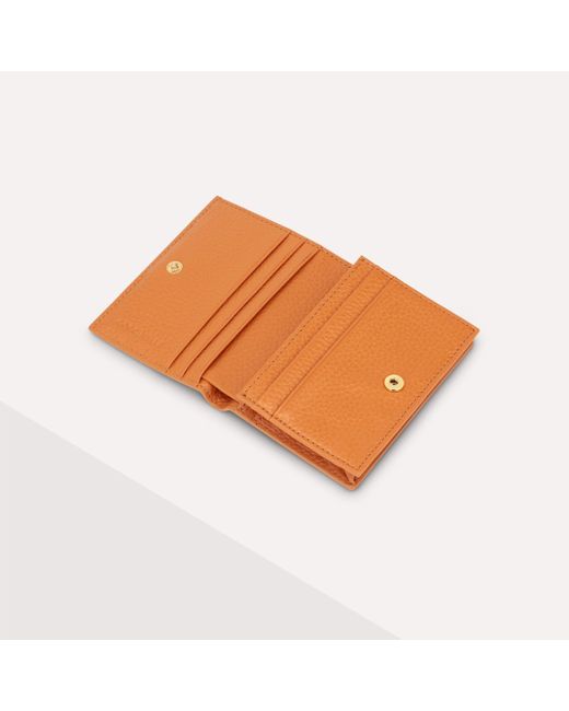 Coccinelle Orange Kleine Geldbörse aus genarbtem Leder Metallic Soft